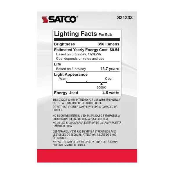 4.5 Watt G25 LED Filament - White - Medium base - 90 CRI - 5000K - 120 Volt - Image 6
