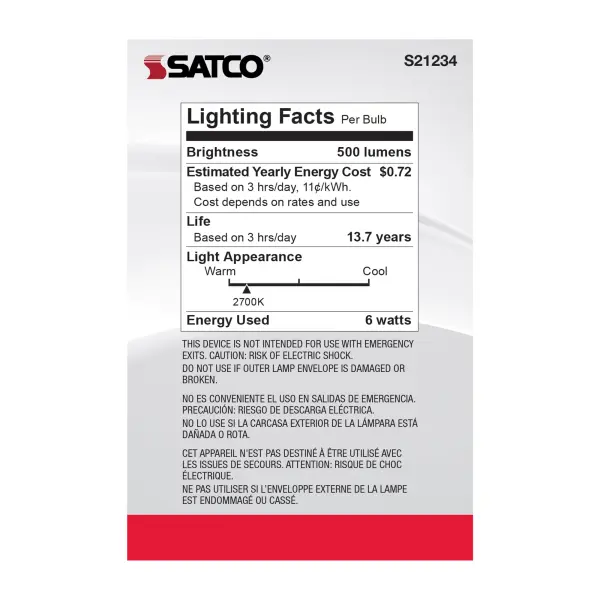 6 Watt G25 LED Filament - Clear - Medium base - 90 CRI - 2700K - 120 Volt - Image 6
