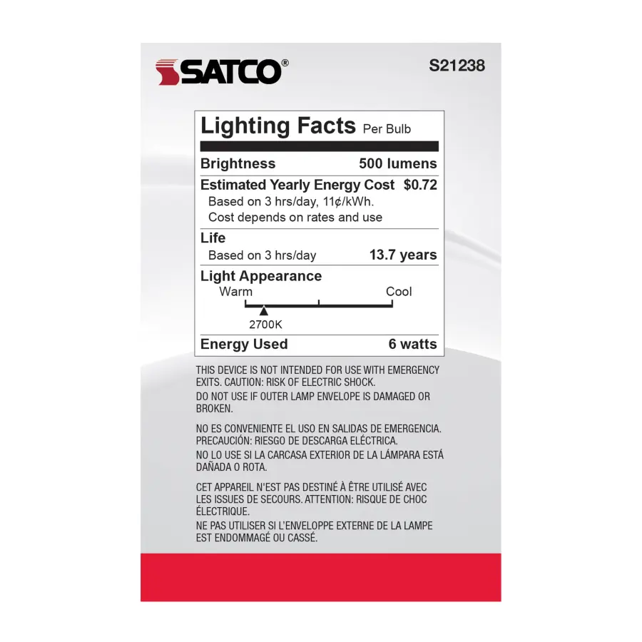 6 Watt G25 LED Filament - White - Medium base - 90 CRI - 2700K - 120 Volt - Image 6
