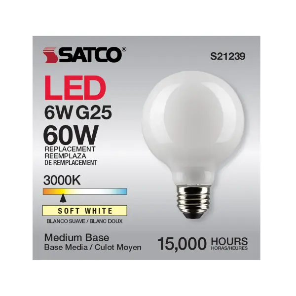 6 Watt G25 LED Filament - White - Medium base - 90 CRI - 3000K - 120 Volt - Image 11