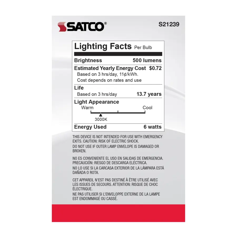 6 Watt G25 LED Filament - White - Medium base - 90 CRI - 3000K - 120 Volt - Image 6
