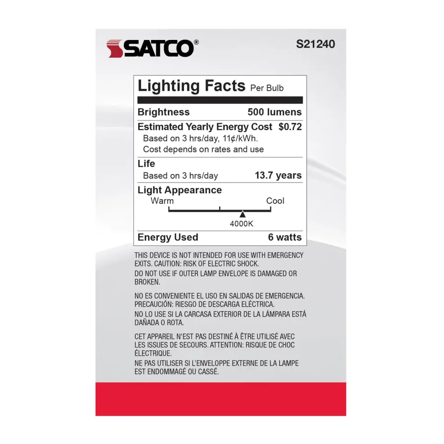 6 Watt G25 LED Filament - White - Medium base - 90 CRI - 4000K - 120 Volt - Image 6