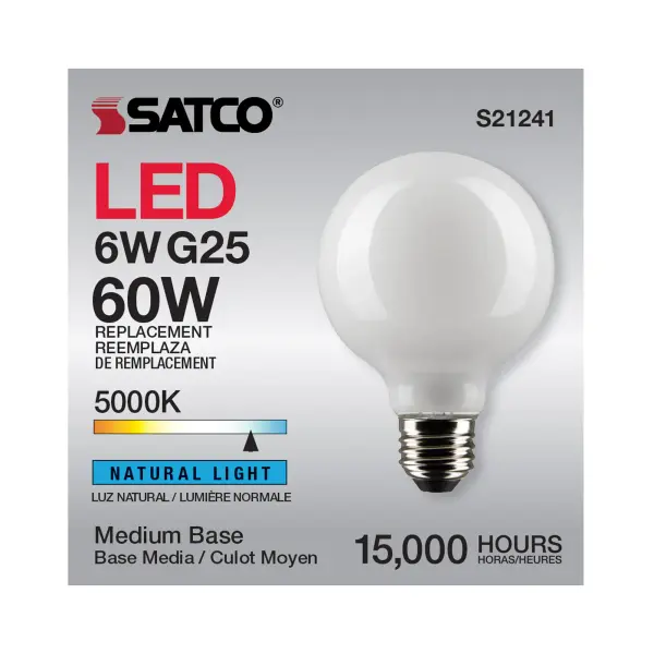 6 Watt G25 LED Filament - White - Medium base - 90 CRI - 5000K - 120 Volt - Image 11