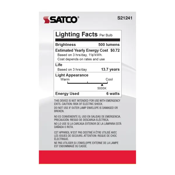 6 Watt G25 LED Filament - White - Medium base - 90 CRI - 5000K - 120 Volt - Image 6