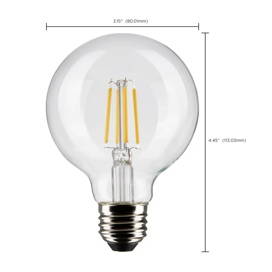 4.5 Watt G25 LED Filament - Clear - Medium base - 90 CRI - 2700K - 120 Volt - 2 Pack - Image 11