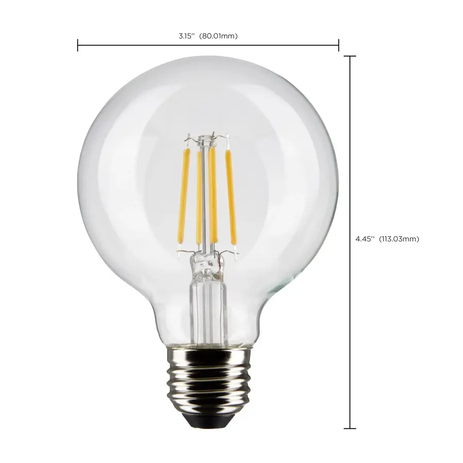 6 Watt G25 LED Filament - Clear - Medium base - 90 CRI - 3000K - 120 Volt - 2 Pack - Image 11