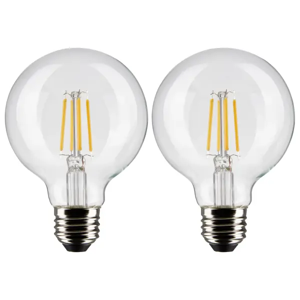 6 Watt G25 LED Filament - Clear - Medium base - 90 CRI - 3000K - 120 Volt - 2 Pack - Image 3