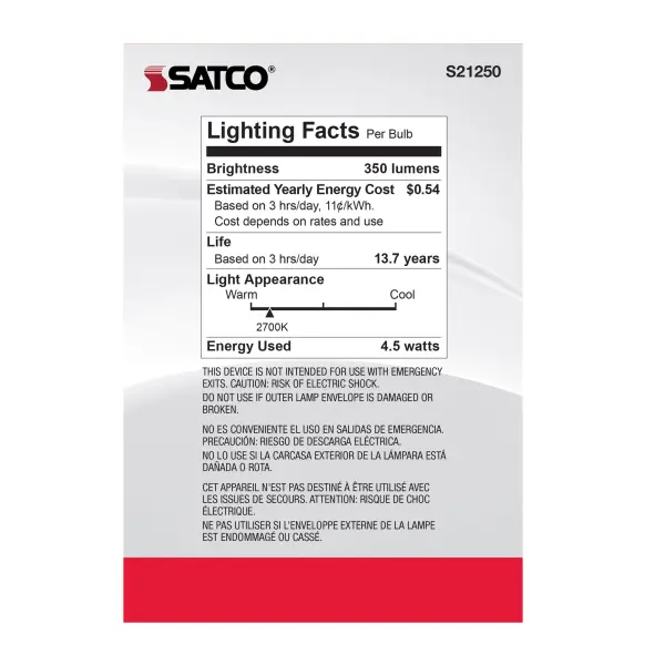4.5 Watt G40 LED Filament - White - Medium base - 90 CRI - 2700K - 120 Volt - Image 6