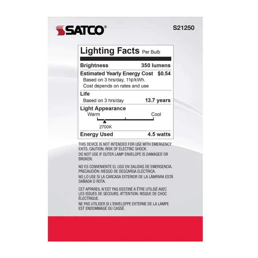 4.5 Watt G40 LED Filament - White - Medium base - 90 CRI - 2700K - 120 Volt - Image 6