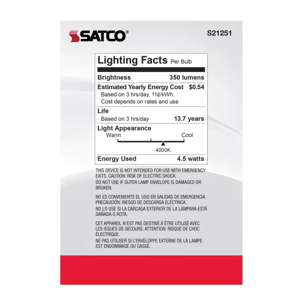 4.5 Watt G40 LED Filament - White - Medium base - 90 CRI - 4000K - 120 Volt - Image 6
