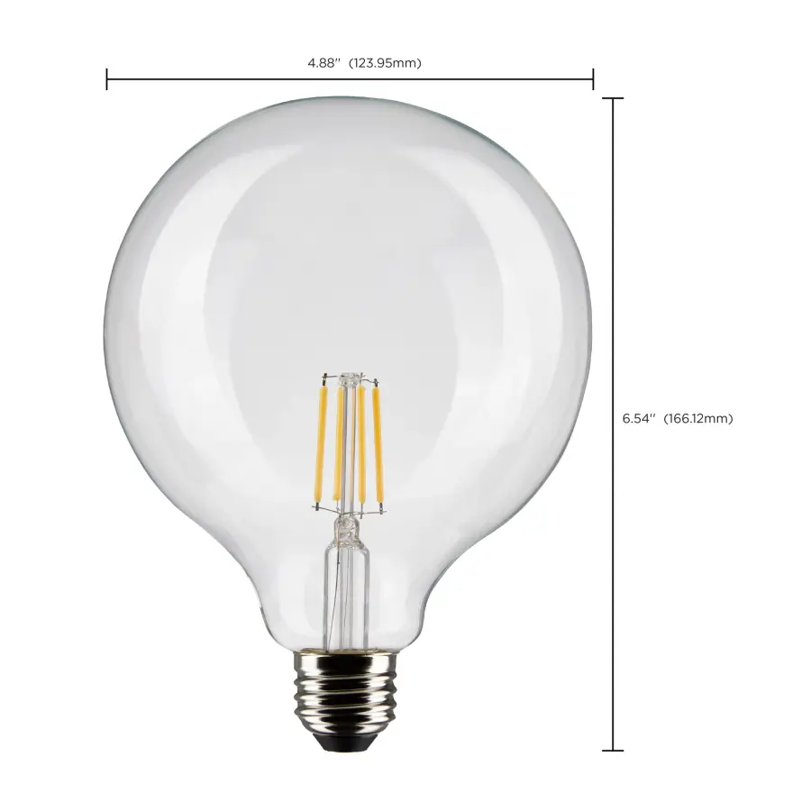 6 Watt G40 LED Filament - Clear - Medium base - 90 CRI - 4000K - 120 Volt - Image 10