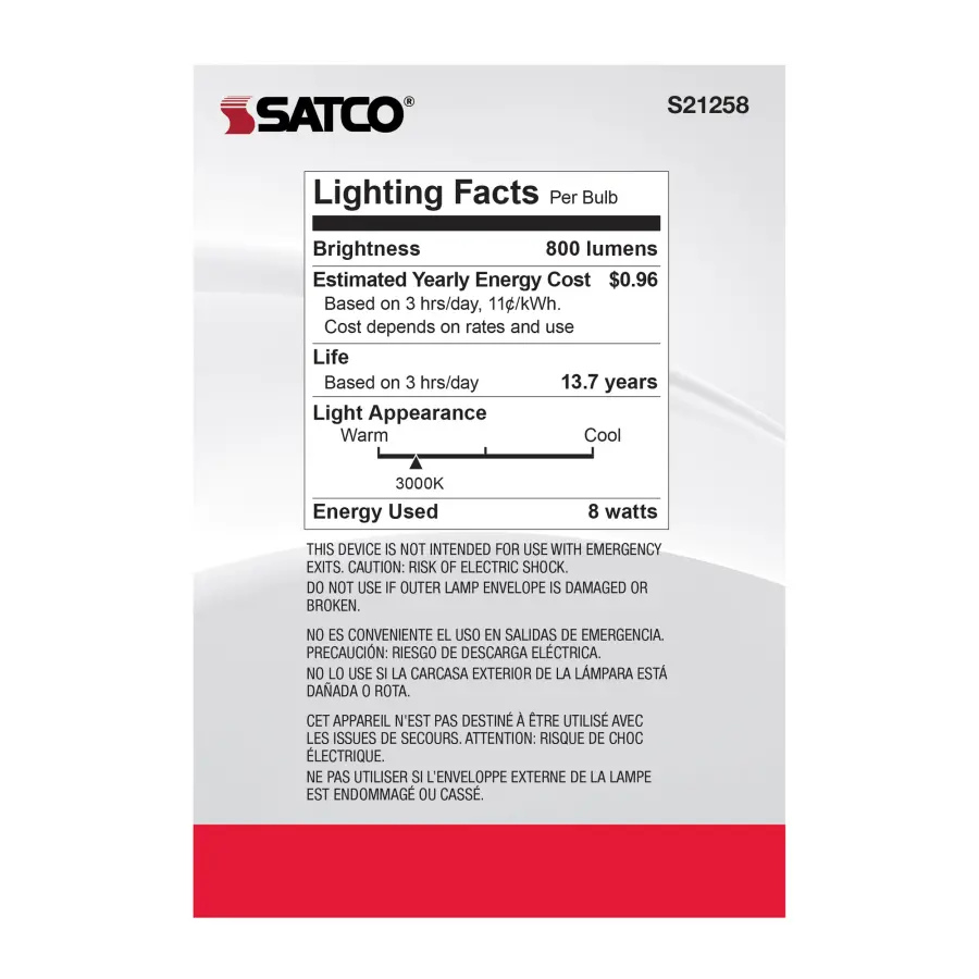 8 Watt G40 LED Filament - Clear - Medium base - 90 CRI - 3000K - 120 Volt - Image 6