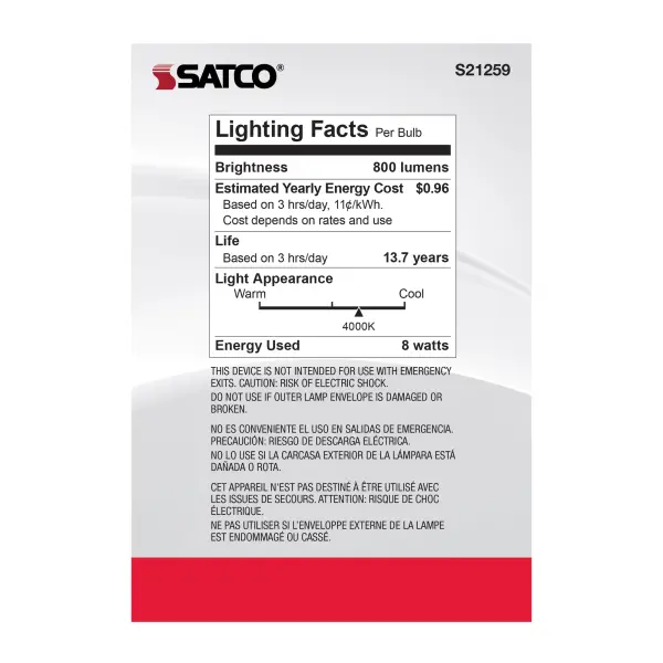 8 Watt G40 LED Filament - Clear - Medium base - 90 CRI - 4000K - 120 Volt - Image 6