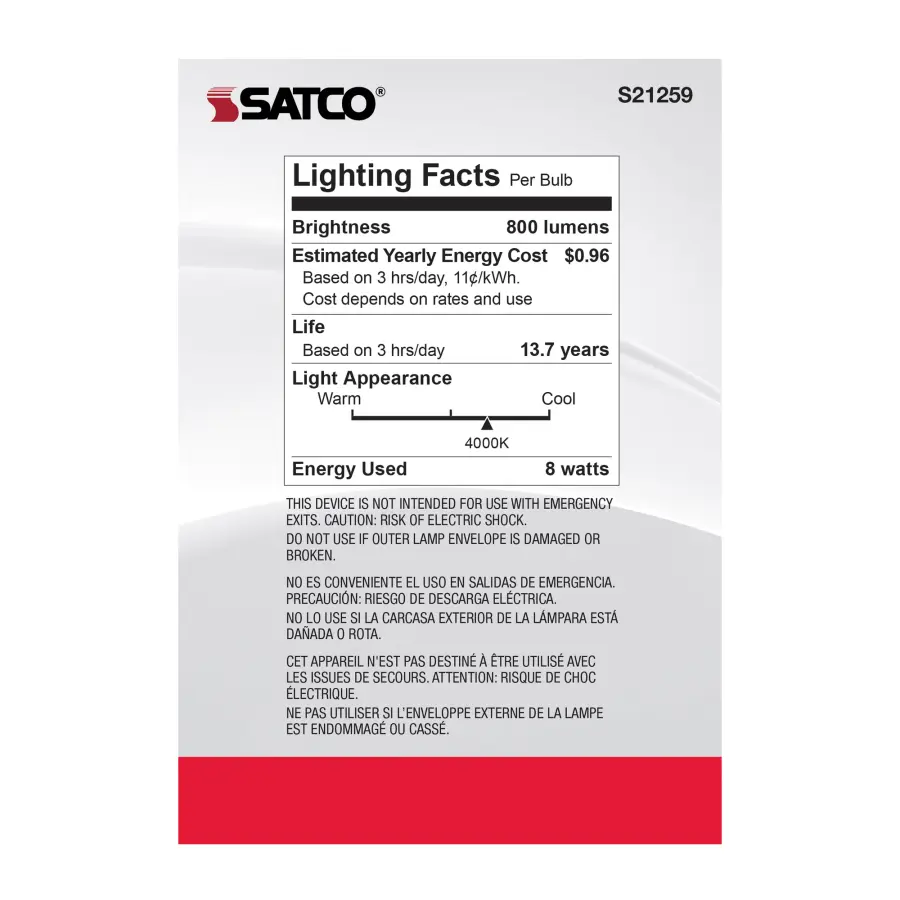 8 Watt G40 LED Filament - Clear - Medium base - 90 CRI - 4000K - 120 Volt - Image 6