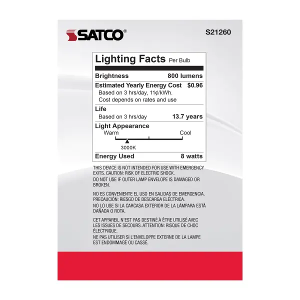 8 Watt G40 LED Filament - White - Medium base - 90 CRI - 3000K - 120 Volt - Image 6
