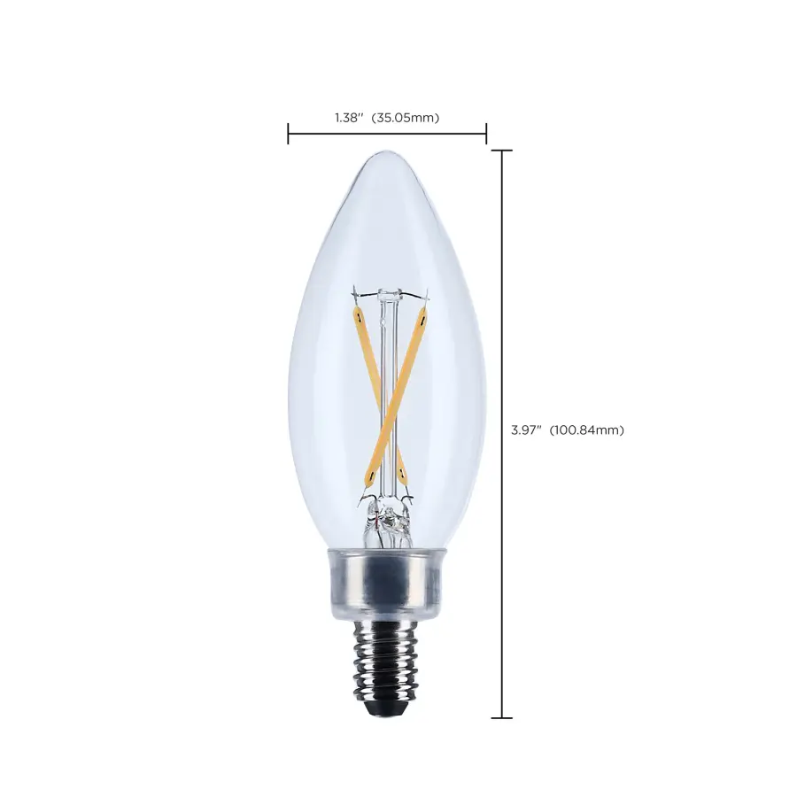 3 Watt B11 LED Filament - Clear - Candelabra base - 90 CRI - 2700K - 120 Volt - Image 9
