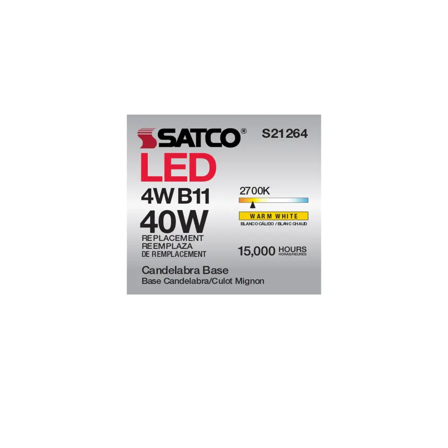 4 Watt B11 LED Filament - Clear - Candelabra base - 90 CRI - 2700K - 120 Volt - Image 15