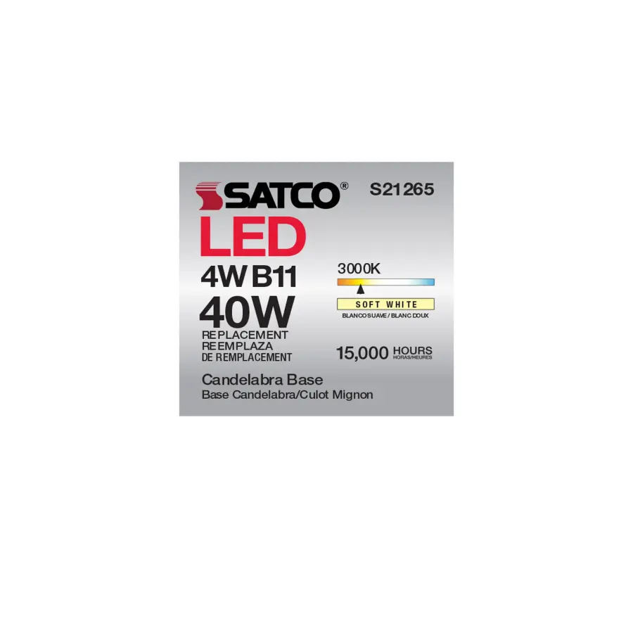 4 Watt B11 LED Filament - Clear - Candelabra base - 90 CRI - 3000K - 120 Volt - Image 15