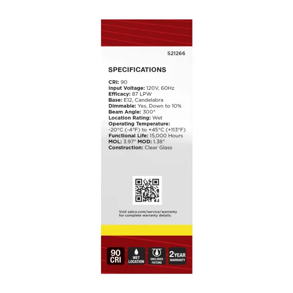 4 Watt B11 LED Filament - Clear - Candelabra base - 90 CRI - 3500K - 120 Volt - Image 6