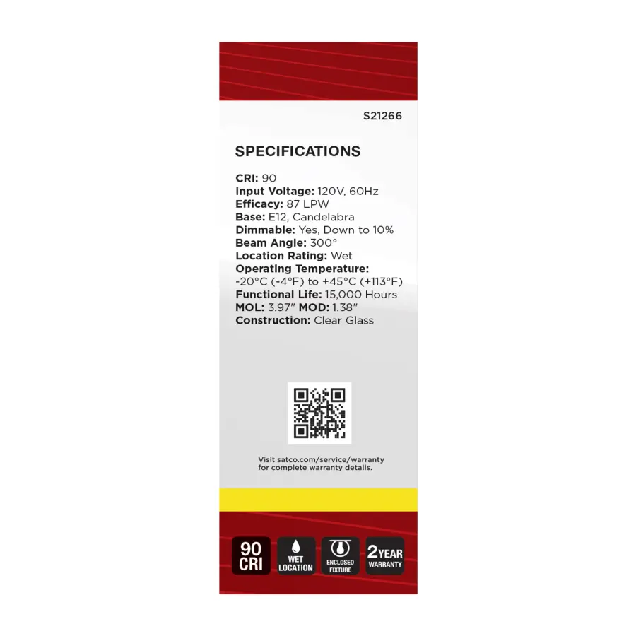 4 Watt B11 LED Filament - Clear - Candelabra base - 90 CRI - 3500K - 120 Volt - Image 6