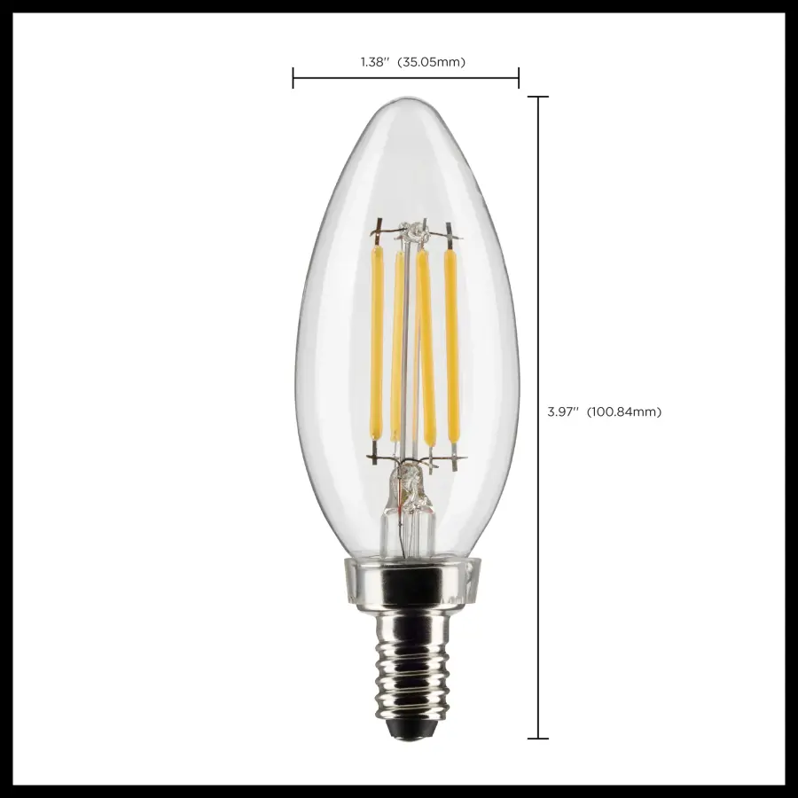 4 Watt B11 LED Filament - Clear - Candelabra base - 90 CRI - 3500K - 120 Volt - Image 10