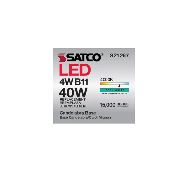 4 Watt B11 LED Filament - Clear - Candelabra base - 90 CRI - 4000K - 120 Volt - Image 15