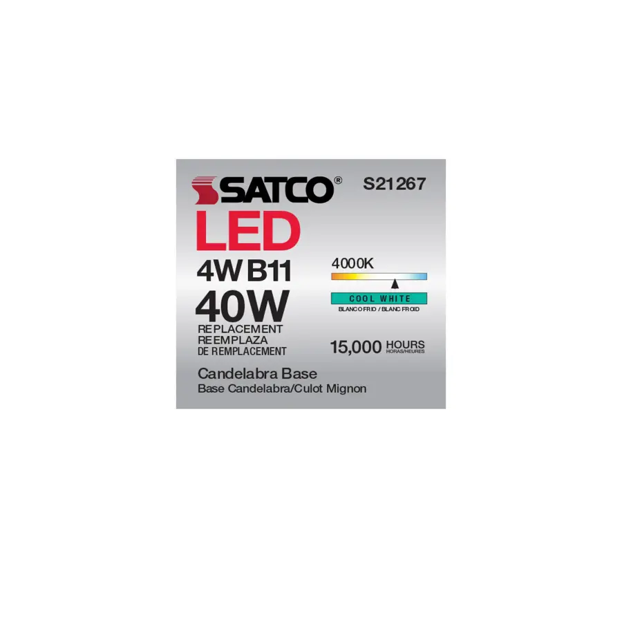 4 Watt B11 LED Filament - Clear - Candelabra base - 90 CRI - 4000K - 120 Volt - Image 15