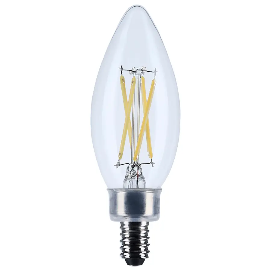 4 Watt B11 LED Filament - Clear - Candelabra base - 90 CRI - 5000K - 120 Volt - Image 1