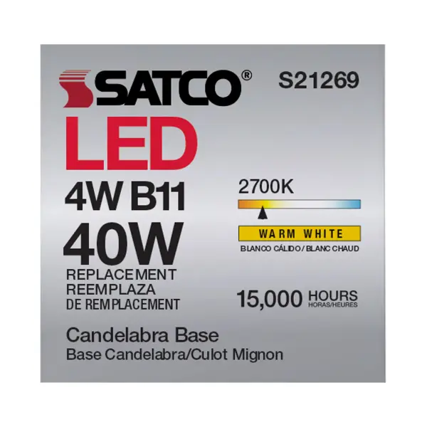 4 Watt B11 LED Filament - Frost - Candelabra base - 90 CRI - 2700K - 120 Volt - Image 11