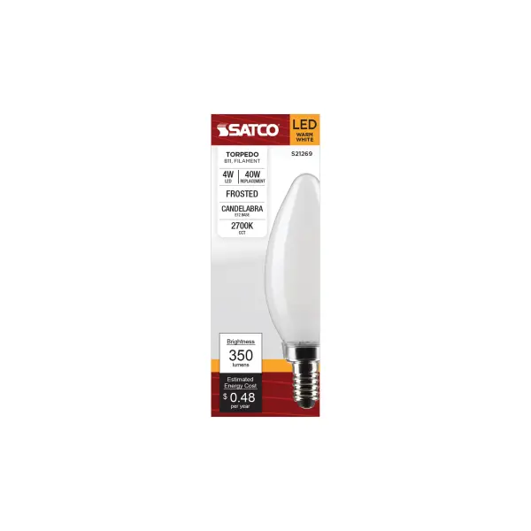 4 Watt B11 LED Filament - Frost - Candelabra base - 90 CRI - 2700K - 120 Volt - Image 4