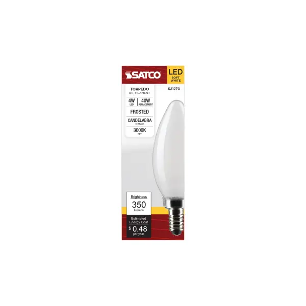 4 Watt B11 LED Filament - Frost - Candelabra base - 90 CRI - 3000K - 120 Volt - Image 4