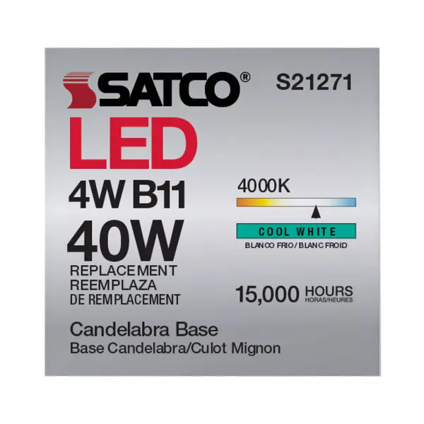 4 Watt B11 LED Filament - Frost - Candelabra base - 90 CRI - 4000K - 120 Volt - Image 11