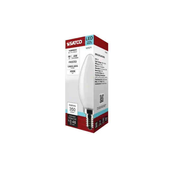 4 Watt B11 LED Filament - Frost - Candelabra base - 90 CRI - 4000K - 120 Volt - Image 9