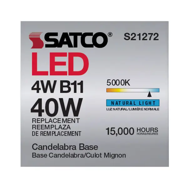 4 Watt B11 LED Filament - Frost - Candelabra base - 90 CRI - 5000K - 120 Volt - Image 11