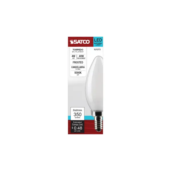 4 Watt B11 LED Filament - Frost - Candelabra base - 90 CRI - 5000K - 120 Volt - Image 4