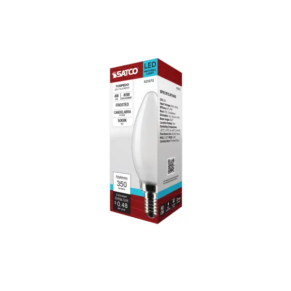4 Watt B11 LED Filament - Frost - Candelabra base - 90 CRI - 5000K - 120 Volt - Image 9
