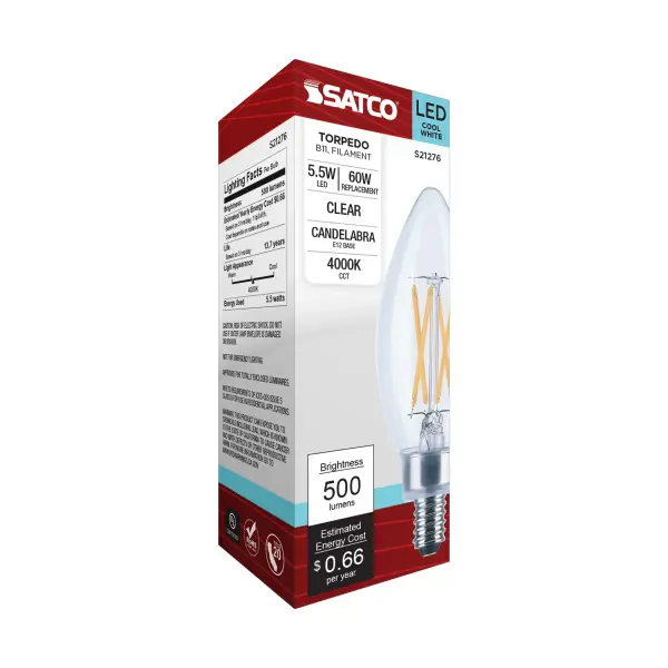 5.5 Watt B11 LED Filament - Clear - Candelabra base - 90 CRI - 4000K - 120 Volt - Image 8