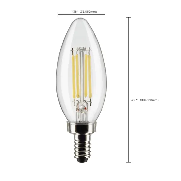 5.5 Watt B11 LED Filament - Clear - Candelabra base - 90 CRI - 5000K - 120 Volt - Image 10