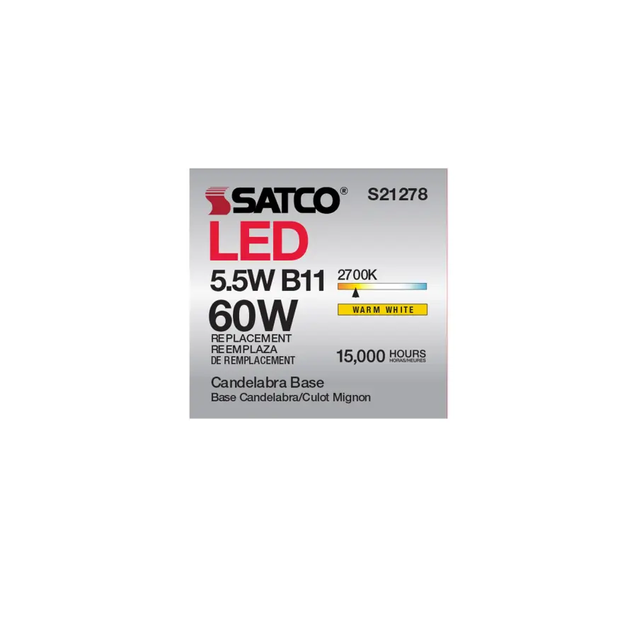5.5 Watt B11 LED Filament - Frost - Candelabra base - 90 CRI - 2700K - 120 Volt - Image 11