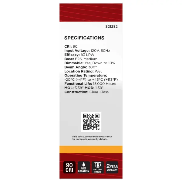 3 Watt B11 LED Filament - Clear - Medium base - 90 CRI - 2700K - 120 Volt - Image 6