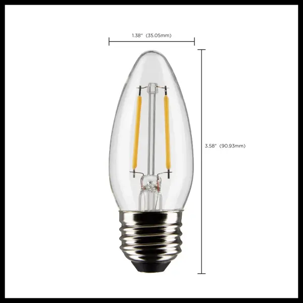 3 Watt B11 LED Filament - Clear - Medium base - 90 CRI - 2700K - 120 Volt - Image 10