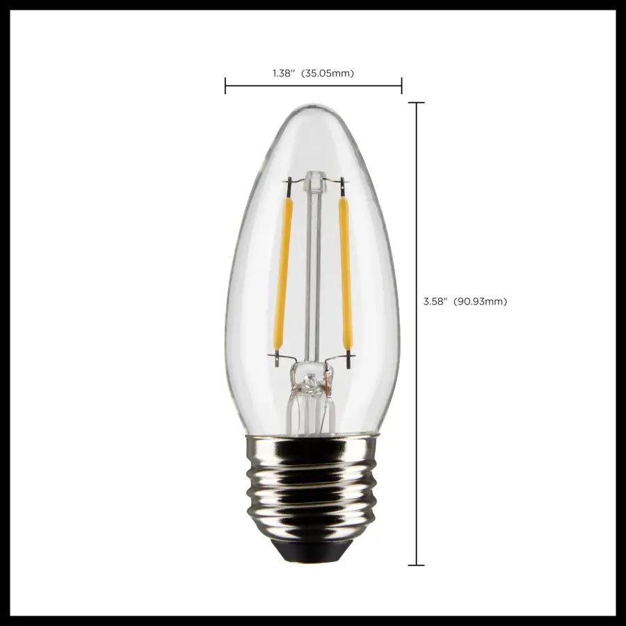 3 Watt B11 LED Filament - Clear - Medium base - 90 CRI - 2700K - 120 Volt - Image 10