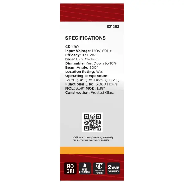 3 Watt B11 LED Filament - Frost - Medium base - 90 CRI - 2700K - 120 Volt - Image 6