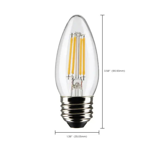 4 Watt B11 LED Filament - Clear - Medium base - 90 CRI - 2700K - 120 Volt - Image 11