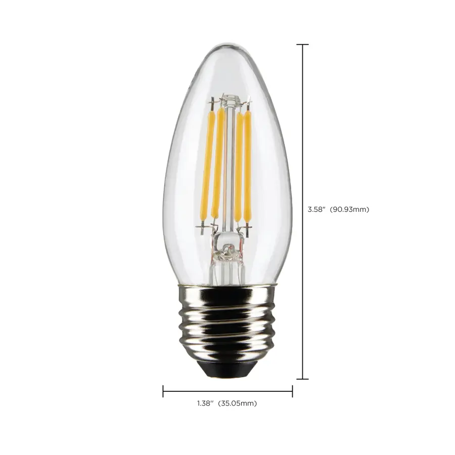 4 Watt B11 LED Filament - Clear - Medium base - 90 CRI - 2700K - 120 Volt - Image 11