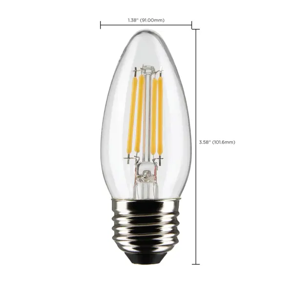 4 Watt B11 LED Filament - Clear - Medium base - 90 CRI - 3000K - 120 Volt - Image 10