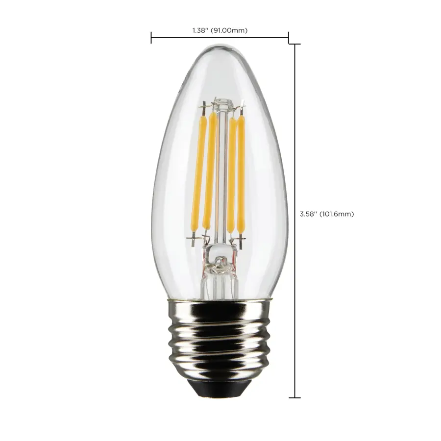 4 Watt B11 LED Filament - Clear - Medium base - 90 CRI - 3000K - 120 Volt - Image 10