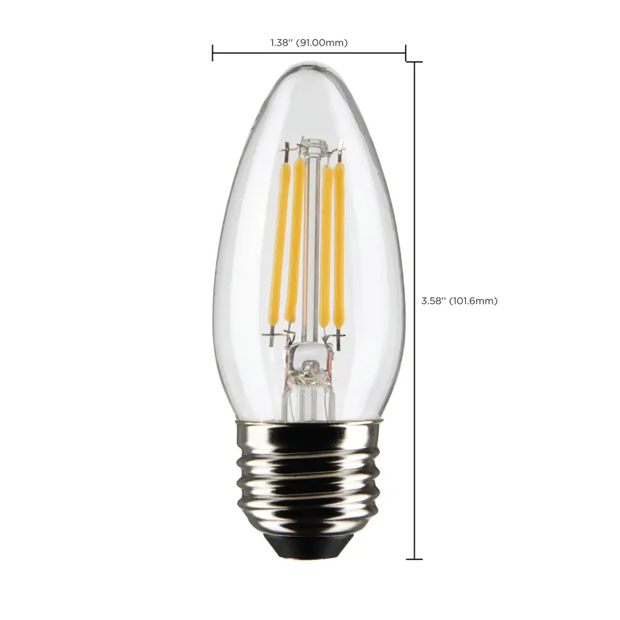 4 Watt B11 LED Filament - Clear - Medium base - 90 CRI - 4000K - 120 Volt - Image 10