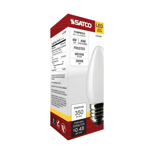 4 Watt B11 LED Filament - Frost - Medium base - 90 CRI - 3000K - 120 Volt - Image 8