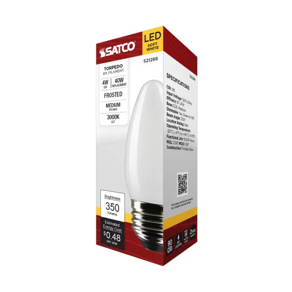 4 Watt B11 LED Filament - Frost - Medium base - 90 CRI - 3000K - 120 Volt - Image 9